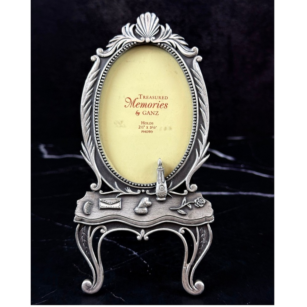 VTG Treasured Memories GANZ Dressing Table Pewter 2.5X3.5 Photo Frame